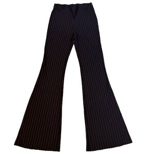 Black Red Pinstripe Flare Leg Pants Retro Y2K Office to Club Chic Forever 21